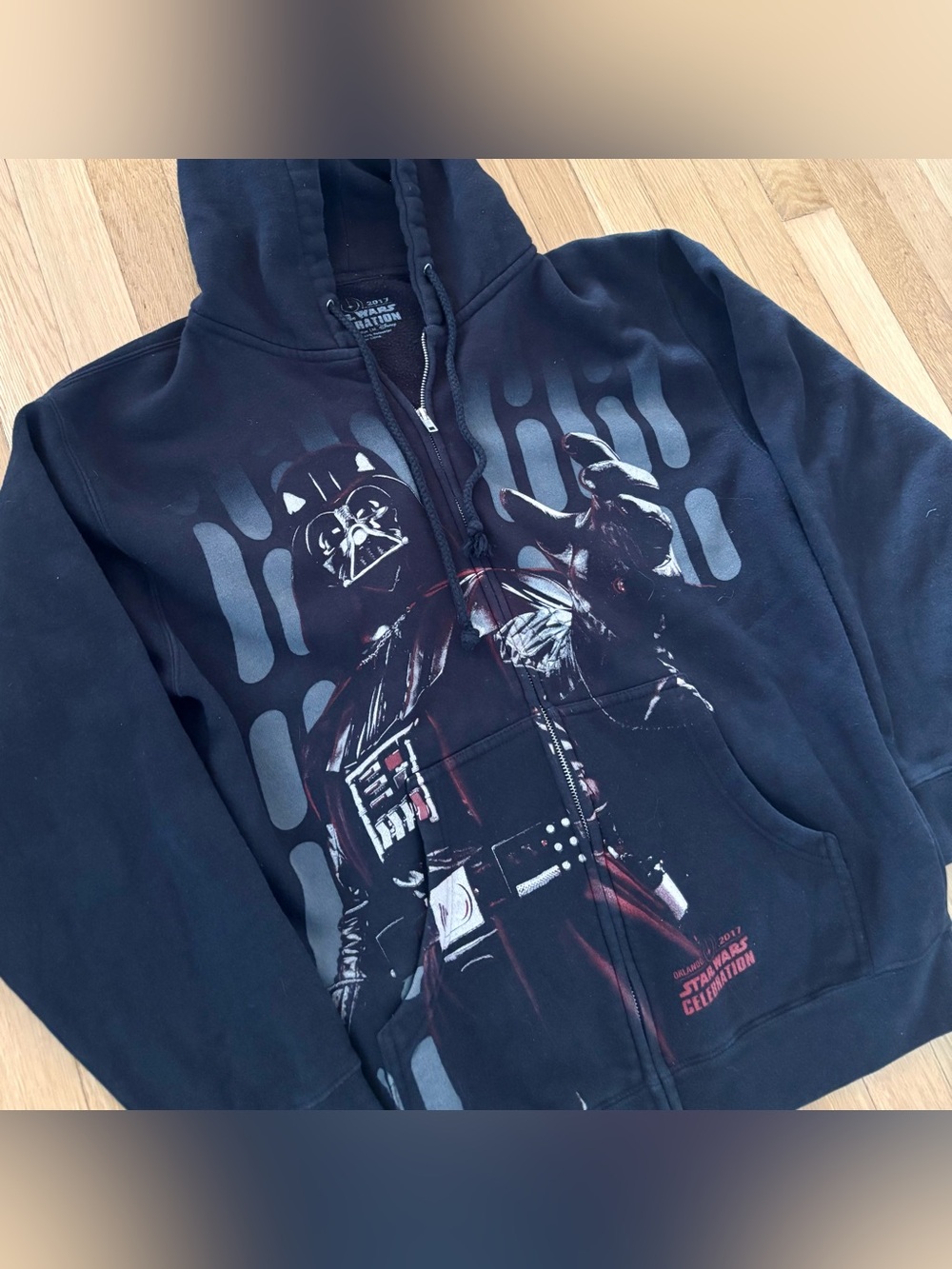 Star Wars Celebration Rare 2017 Disneyworld Black Hoodie Darth Vader M Full Zip